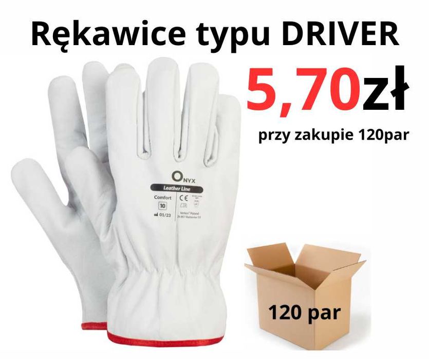 Rękawice robocze rękawiczki spawalnicze DRIVER skórzane kozia skóra