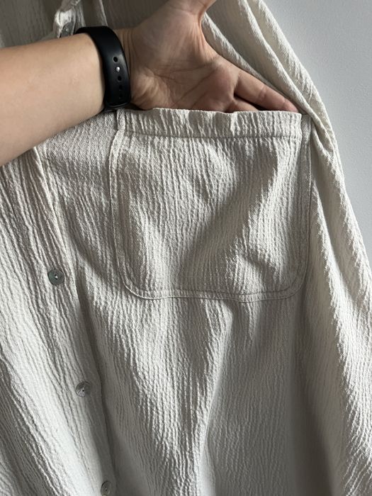 Biała kremowa duża szeroka muślinowa prążkowana koszula oversize unise