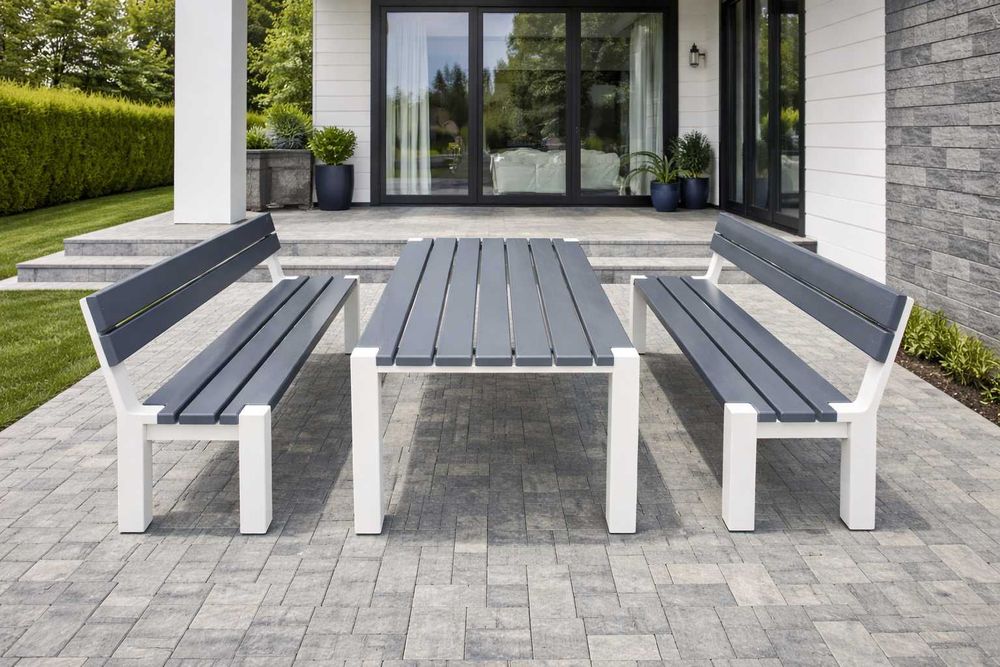 LOFT Meble Ogrodowe Nowoczesne stylowe Szaro Białe jakość PREMIUM