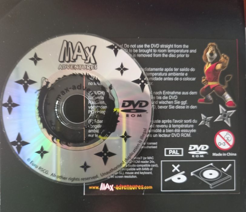 DVD-ROM mini com demonstração de jogos Max Adventures