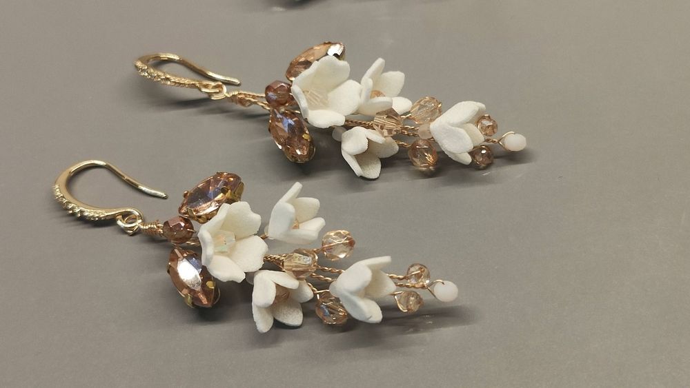 Ślubny komplet biżuterii ecru -champagne