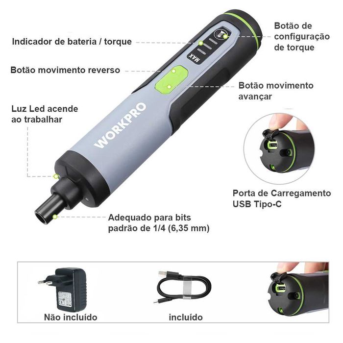 Kit chave de fendas elétrica / mini berbequim elétrico - Novo