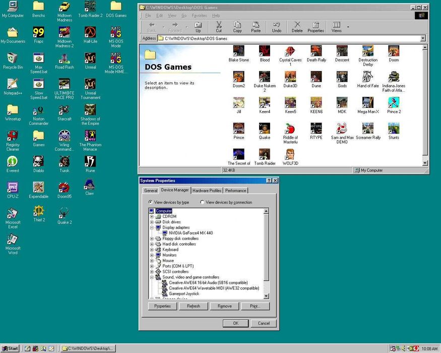 Computador Pentium III 1GHz GeForce Sound Blaster AWE64 Windows 98 MS-DOS TESTADO