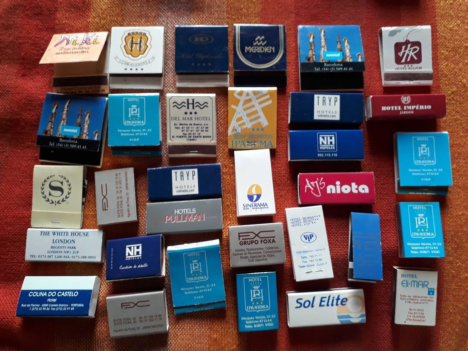 Fósforos, carteiras e caixas de fósforos