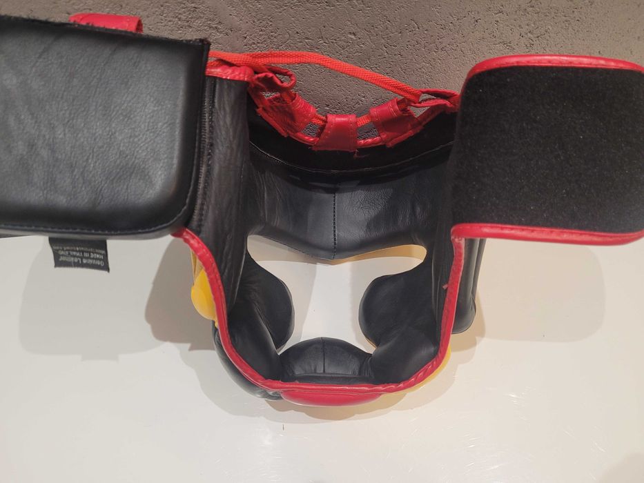 TOP KING Kask Bokserski Sparingowy Extra Coverage Żółto-Czarny roz. M