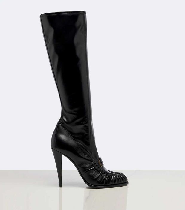 Skórzane kozaki Le Loafer do kolan  Saint Laurent