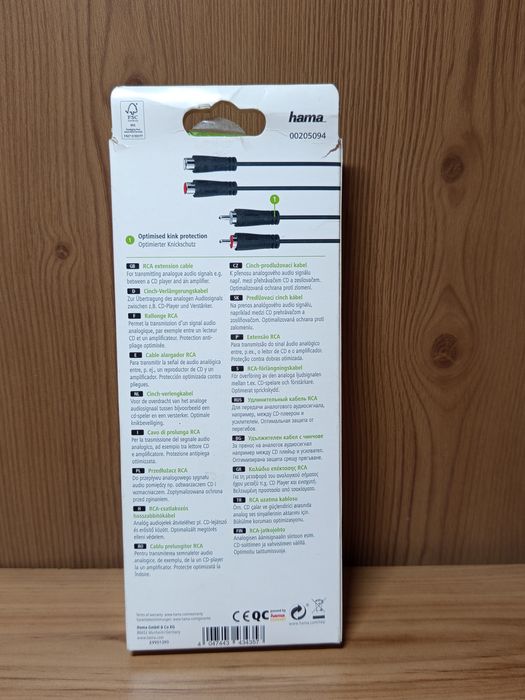 Przedłużacz audio RCA (cinch) marki Hama