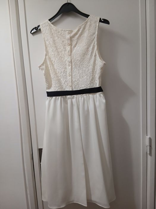Vestido branco renda forrado 38