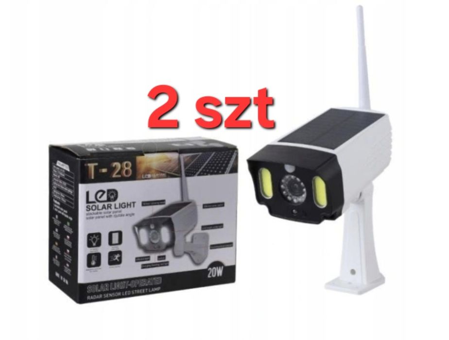 Kamera Atrapa SOLARNA CZUJNIK RUCHU 20W dzień/noc #2szt LED