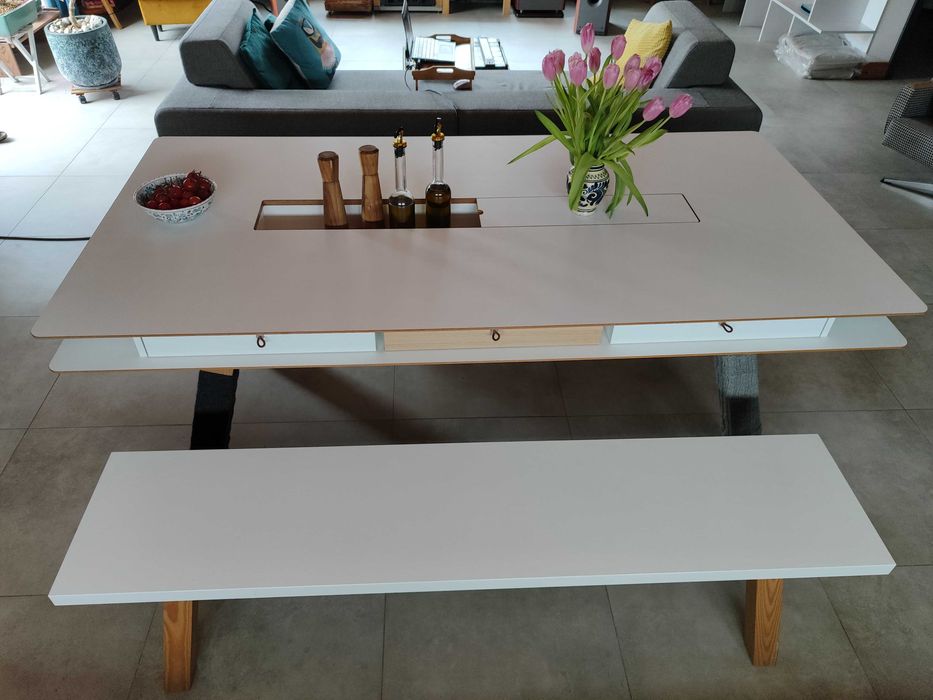 Stół VOX - „4 You Fresh” – 200cm×100cm, biały + 6 szuflad STAN IDEALNY