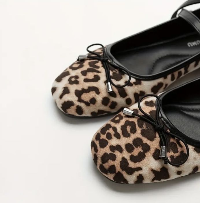 Леопардові балетки пуанти на застібках
