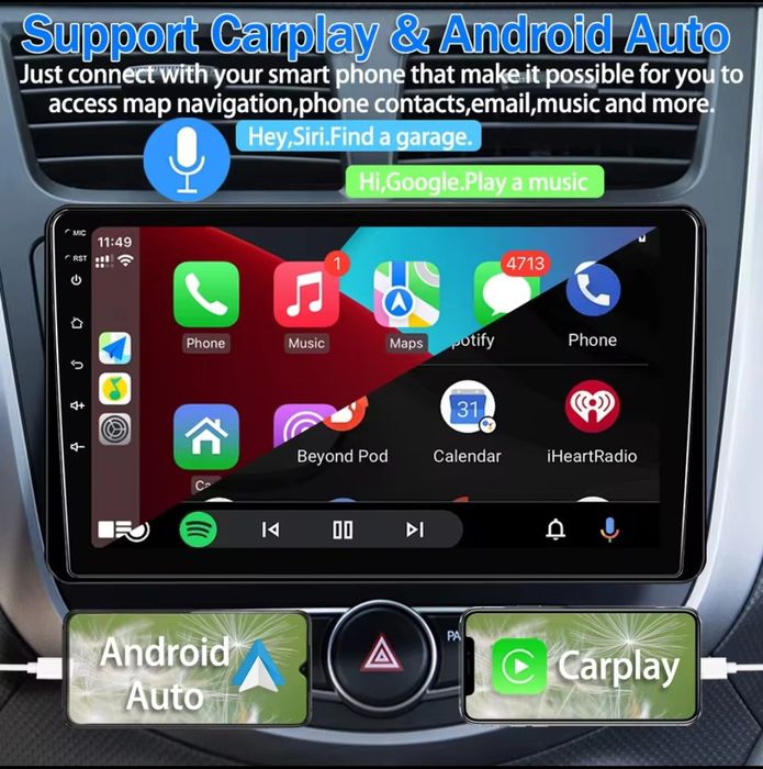 Автомагнітола 9" Android T100 Leadfan CarPlay Android Auto GPS