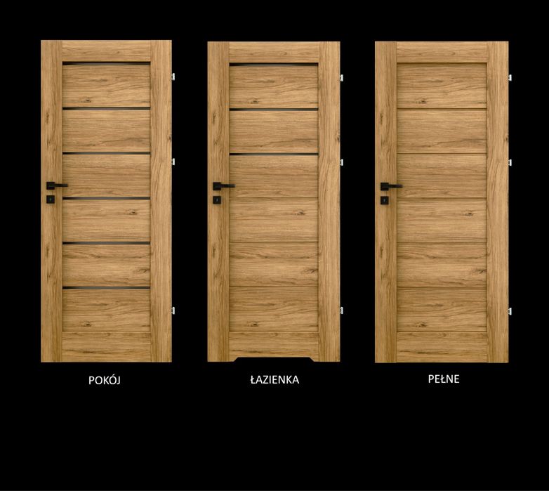 Drzwi wewnętrzne Volta Dąb Catania - czarne szkło Polski Prod. FV