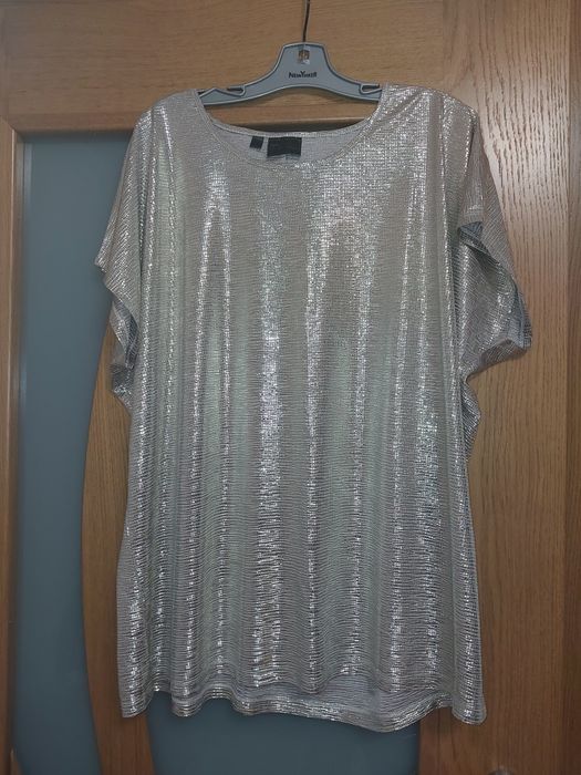 Piękna zlota bluzka połysk r 52 luźna plus size