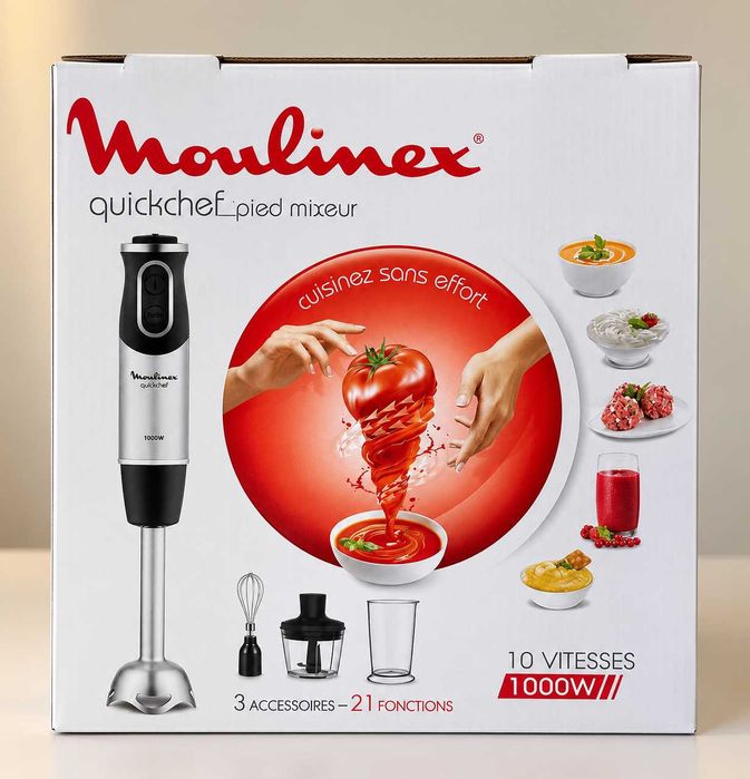Varinha Mágica Moulinex Quickchef 1000W – 3 Acessórios