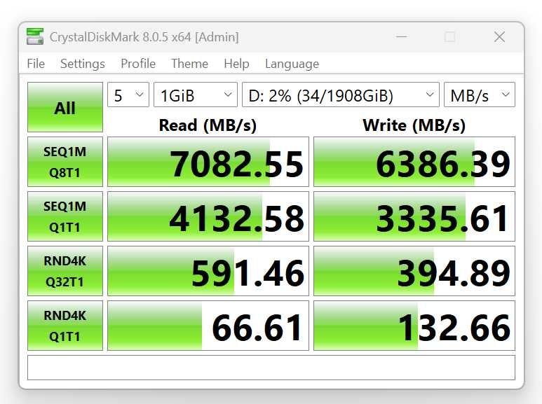 SSD KingSpec XG7000 - 2TB 7400MB/s M2 NVMe PCIe 4.0x4 (2242)