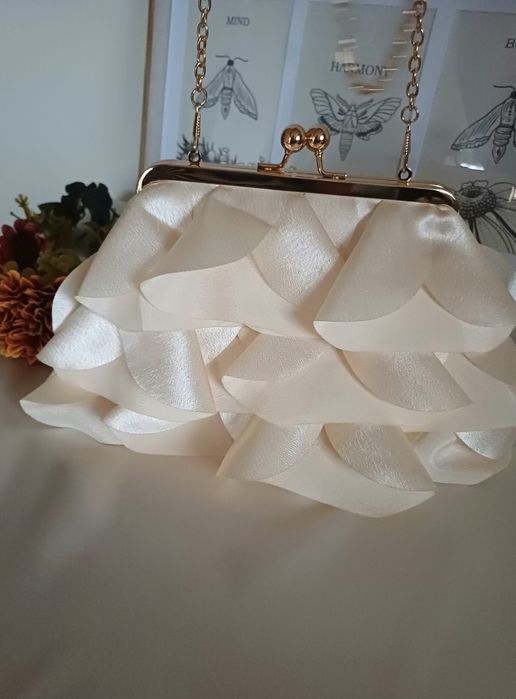 Torebka koktajlowa Kopertówka - Kwiatowa Morela