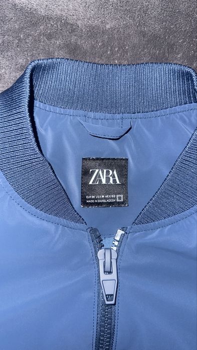 Zara lightweight bomber jacket in navy blue
