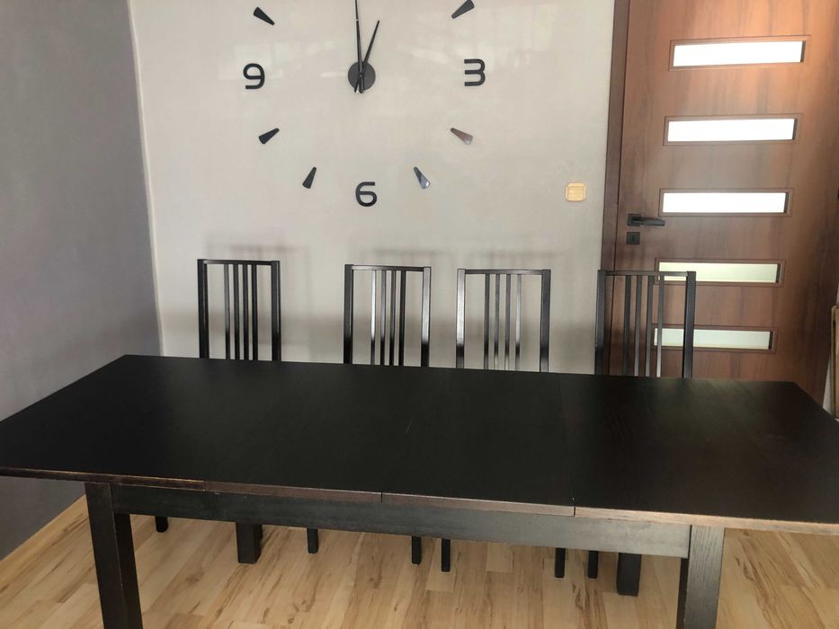 Stół Drewniany Czarny + Krzesła