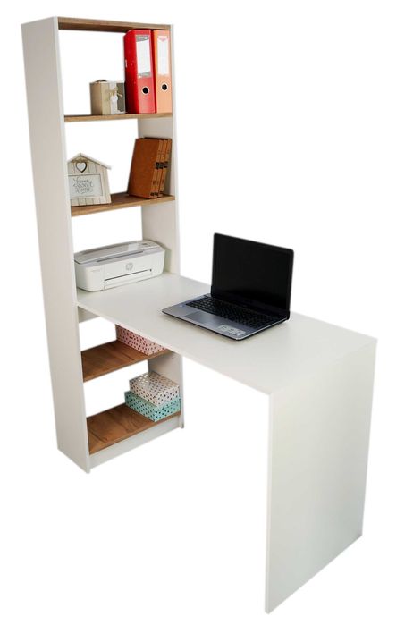 Biurka Biurko Regał na książki białe-craft MILI Lewe lub Prawe