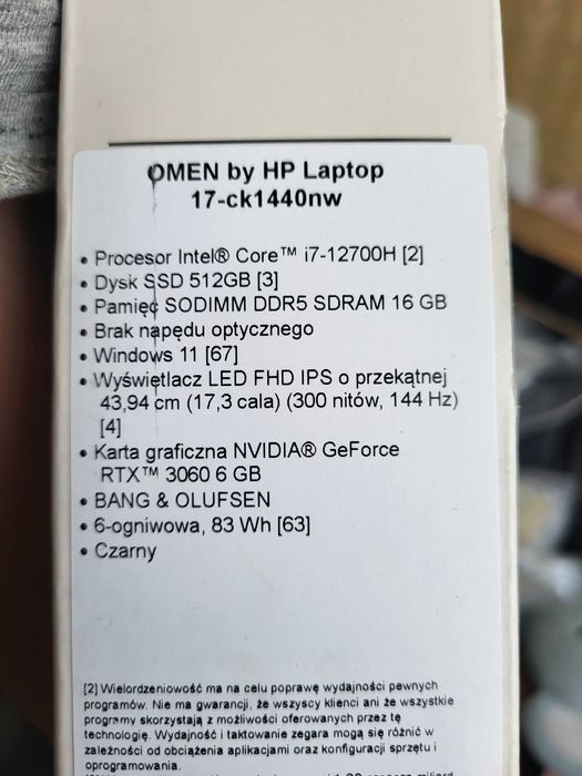 Laptop Gamingowy Omen 17