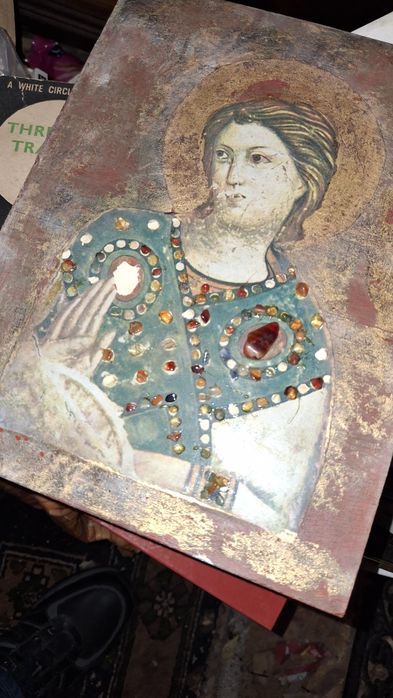 Placa madeira motivo religioso ortodoxo