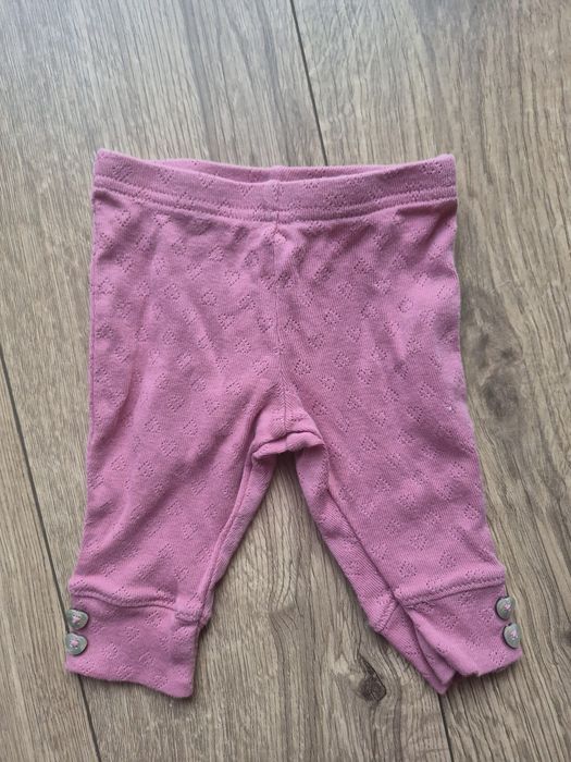 Next legginsy niemowlęce różowe ażur serduszka guziki 62