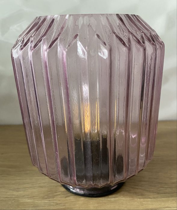 Wrzosowa mała lampka szklana na baterie lampion