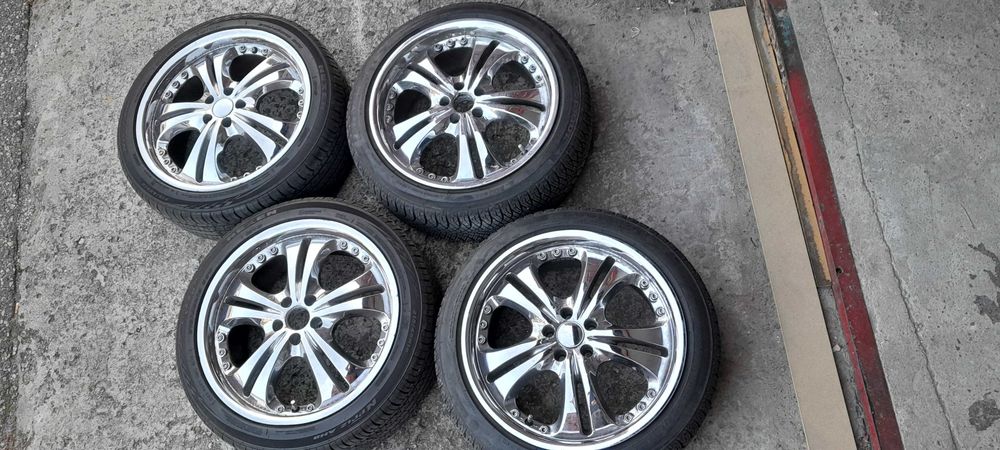 Felgi Chromowane 5x100 18 cali z rantem z oponami