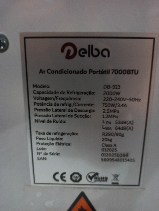 Ar Condicionado Portátil Delba 7000 BTU – 180€
