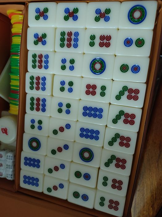 Conjunto Mahjong completo, chinês 144 peças Novo peças normais