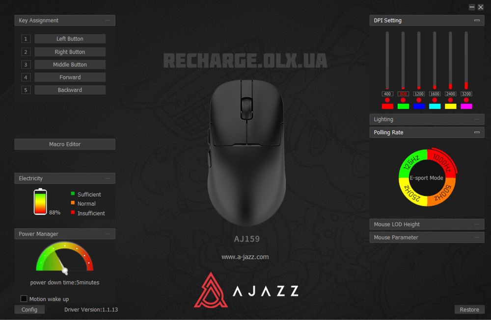 НОВІ Ajazz AJ159P PAW3395 26000 DPI Wireless | ІГРОВА МИШКА