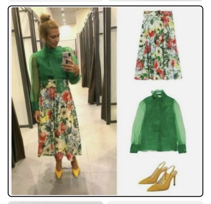 Спідниця ZARA в квітковий принт. Розмір М. Стан нової речі.