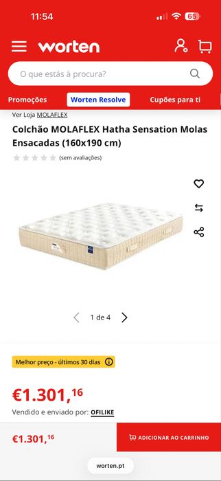 Colchão Molas Ensacadas Molaflex Hatha Sensation 140x190