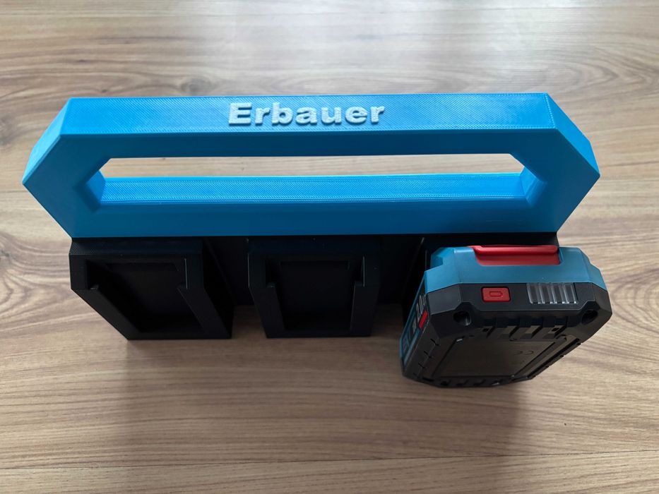 Druk 3D, uchwyt do Baterii Erbauer 18V, organizer na 6 akumulatorów