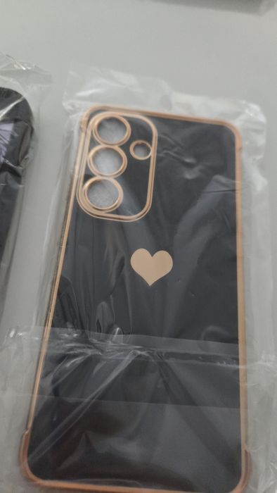Nowe etui case złoto czarne serce samsung s25