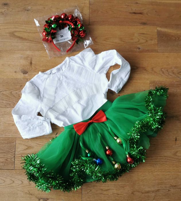 spódniczka bombki choinka tiulowa tutu 98 98/104 cm bluzka NOWA opaska