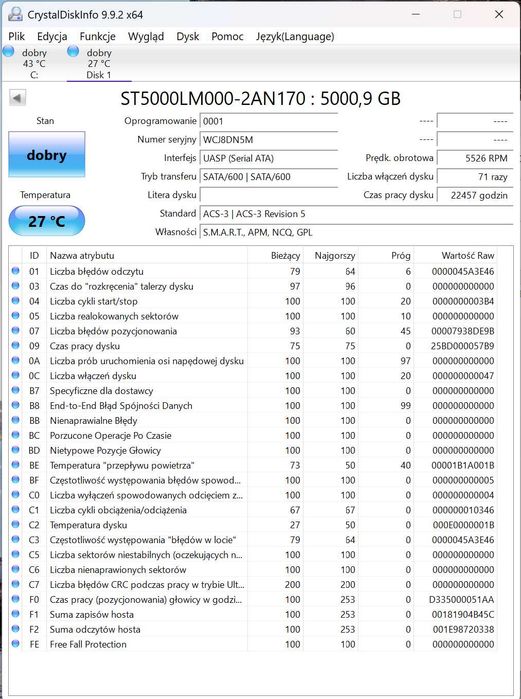 Dysk Seagate 5tb 2,5` SATA