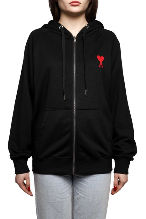 Худі AMI Paris Ami De Coeur Zipped Hoodie Black