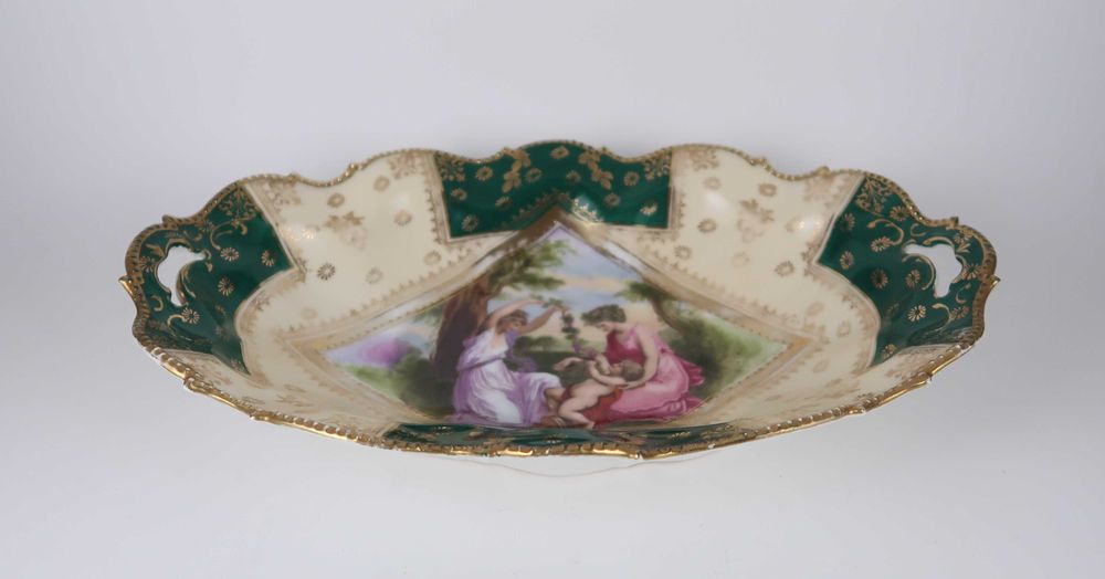 Centro de mesa porcelana Suhl Alemanha, Séc. XIX/XX