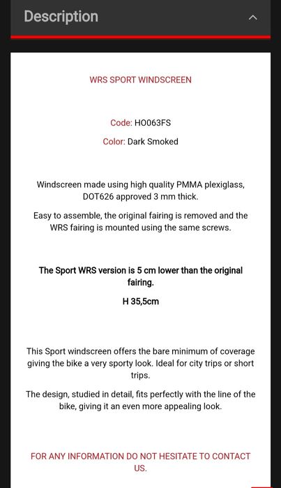 Vidro curto Honda Transalp 750XL