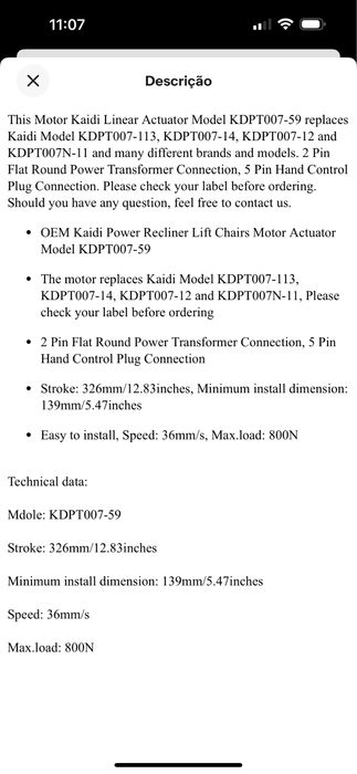 Motor sofá conforama