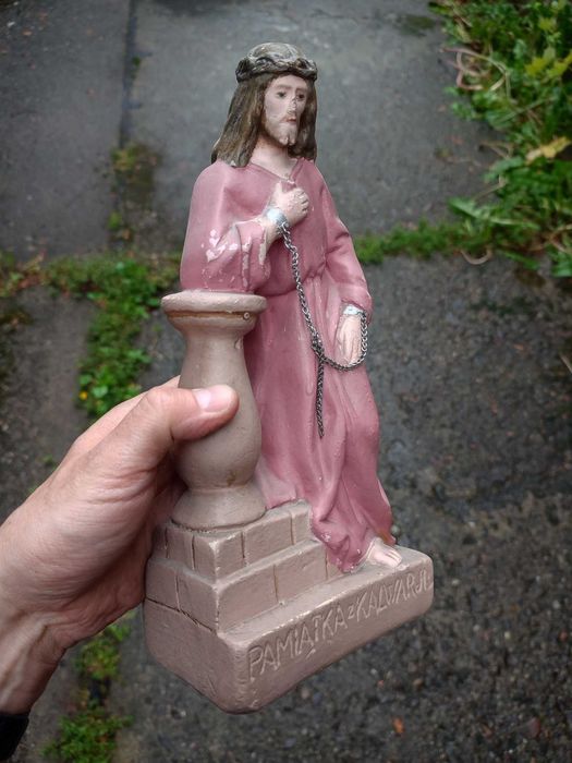 Stara  FIGURKA JEZUS - ŚWIĘTY - figura przedwojenna Kalwaria religijna