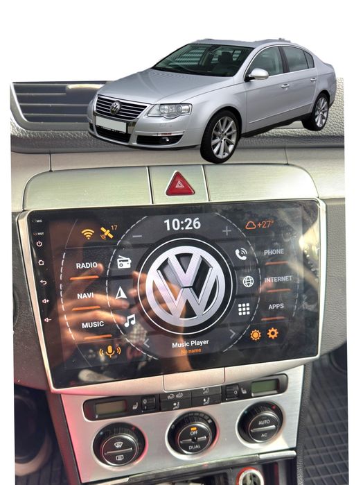 Rádio Android 14 com GPS Volkswagen Passat B6 B7 (Novo)