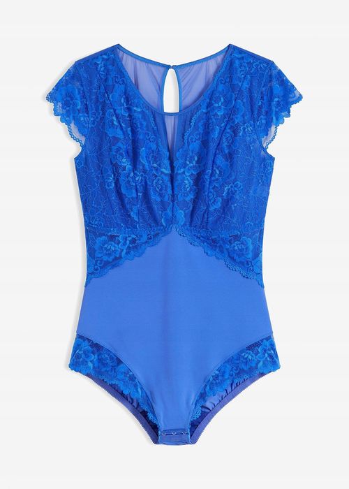 B.P.C. body niebieskie chabrowe z koronką 44/46.