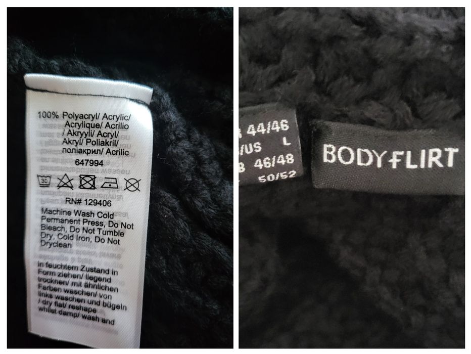 Czarny  kardigan, długi, fason oversize, 44 do 50,