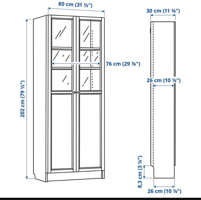 Estante IKEA branca (BILLY/OXBERG) com portas de vidro