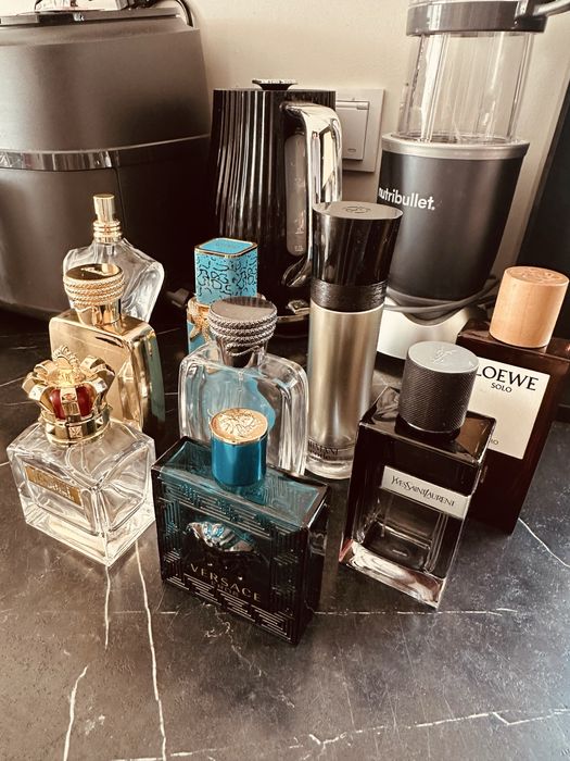 Armani Code - Yves Saint Laurent - YSL - Versace - Jean Paul Gaultier Scandal - Havas - Loewe- Vulcan Feu - puste flakony po perfumach