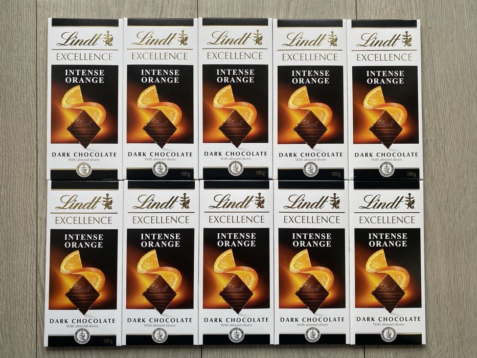 10x Czekolada Gorzka Lindt Pomarańczowa Orange Intense 100g Okazja