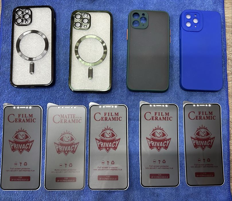 Чехол  защитное стекло антишпион iphone 11 pro